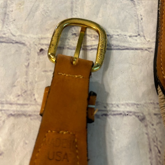 VINTAGE ZEP-PRO TAN/BROWN WOVEN STRETCH MENS USA MADE BELT BRASS BUCKLE SIZE 42 - Picture 7 of 9